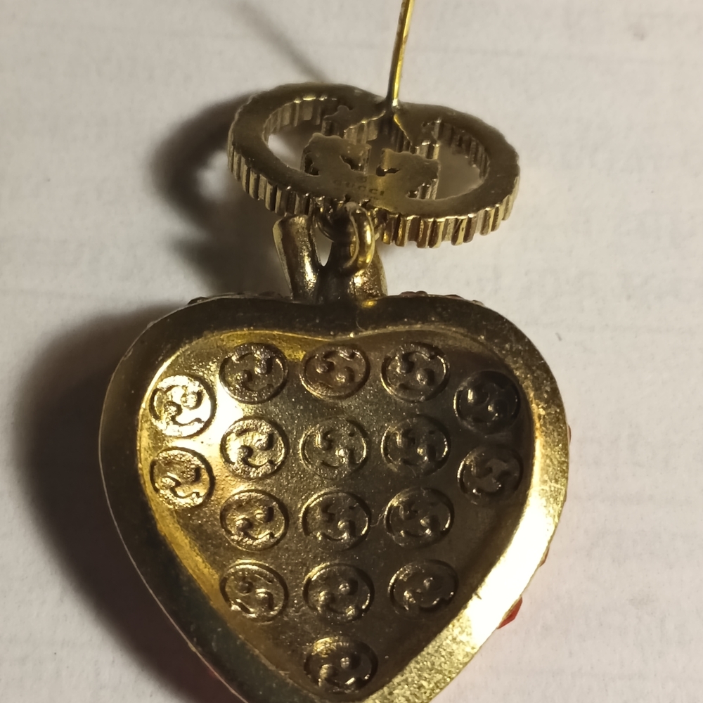 Gold and Red Strawberry Earrings - Picture 7 of 7